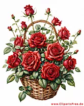 Clipart Korb mir Rosen auf dem weissen Hintergrund