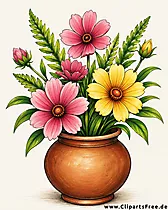 Cosmos-Blumen in einem Tontopf Illustration