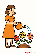 Frau giesst Blumen Cartoon-Clipart