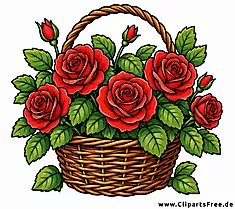 Korb mit Rosen - Clipart zum Thema Blumen