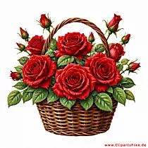 Rote Rosen im Korb Clip Art