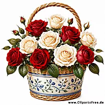 Schöne Rosen im Korb Clipart