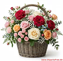 Schöne Rosen in einem Korb Bild-Clipart