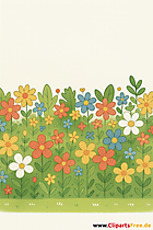 Viele Blumen auf Wiese Illustration