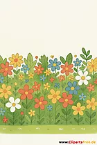Viele Blumen auf Wiese Illustration