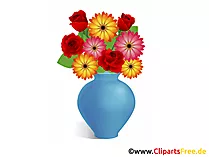 Blumenstrauss in Vase Clipart, Bild, Illustration, Grafik zum Drucken