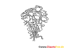 Rosenstrauß, Rosen Clipart schwaru-weiß