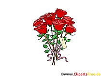 Rote Rosen Blumenstrauß Clipart, Grafik, Bild, Illustration