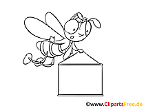 Bee with banner Clip Art, Cartoon