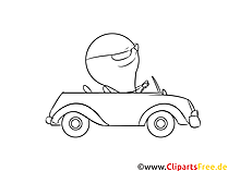 Auto mit Zeichentrickfilmfigur Glühbirne Clipart