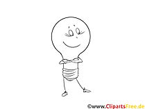 Cartoon Glühbirne schwarz-weiß