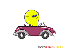 Comic Glühbrine fährt im Auto Bild, Clipart