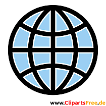 Icon Globus blau-weiss-schwarz Bild, Clipart, Grafik