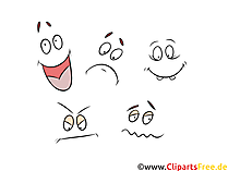 Grimassen, Cartoon Gesichte, Mimik Clipart, Bilder, Grafiken