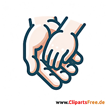 Deux mains, la main d'un enfant dans la main d'un adulte clipart, image