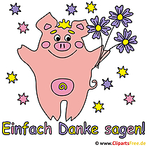 Danksagungskarte  Schweinchen mit Blumen