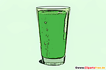 Pohár s obrázkom zeleného nápoja, komiks, klipart