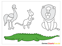 Applikation Krokodile, Löwe, Strauss, Känguru