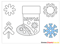 Applikationen selber machen Vorlagen Schneeflocken, Schuhe, Winter