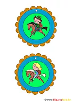 Reiten, Pony, Pferde Kindermedaillien Vorlagen