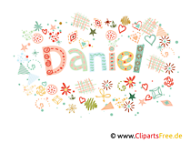 Daniel männlicher Vorname, dekorativer Schriftzug, Schriftgestaltung