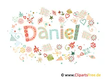 Daniel männlicher Vorname, dekorativer Schriftzug, Schriftgestaltung