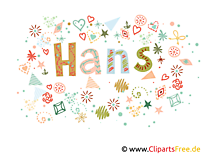 Hans männlicher Vorname, dekorativer Schriftzug, Schriftgestaltung