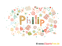 Philip mit einem P männlicher Vorname, dekorativer Schriftzug, Schriftgestaltung