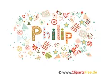 Philip mit einem P männlicher Vorname, dekorativer Schriftzug, Schriftgestaltung