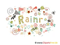 Rainer männlicher Name Bild, Illustration dekorativ, Buchstaben Clipart