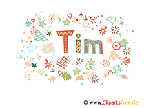 Tim männlicher Name Bild, Illustration dekorativ, Buchstaben Clipart