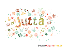 Jutta Mädchen Name Design, dekorative Buchstaben Art