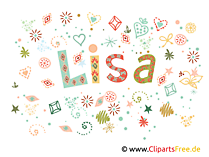 Lisa weiblicher Vorname, dekorativer Schriftzug, Schriftgestaltung