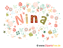 Nina Name Bild, Illustrration, Clipart