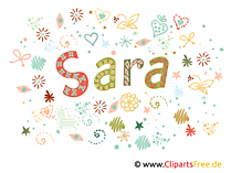 Sara ohne H Vorname, dekorativer Schriftzug, Schriftgestaltung