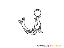 Seehund Mädchen Kinderzimmer Wandtatoo Vorlage zum Drucken