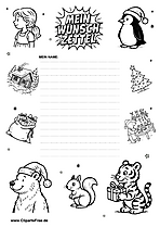 Kostenlose Wunschzettel-Vorlage für Weihnachtsmann