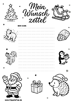 Kostenlose Wunschzettel-Vorlage mit weihnachtlichem Design