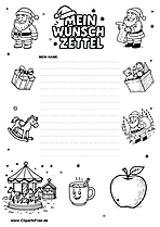 Kostenlose Wunschzettel-Vorlage mit Wintermotiven