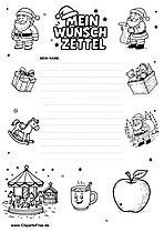 Kostenlose Wunschzettel-Vorlage mit Wintermotiven