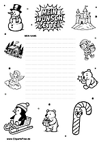 Kostenlose Wunschzettel-Vorlage zum Malen und Drucken