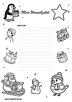 Kostenlose Wunschzettel-Vorlagein in Schwarz-Weiß