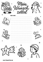 Weihnachts-Wunschliste mit dekorativen Motiven