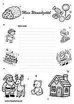 Weihnachts-Wunschliste mit kleinen Weihnachtssymbolen