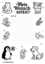 Weihnachts-Wunschliste mit Linien zum Ausfüllen