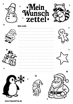 Weihnachts-Wunschliste mit Wintermotiven