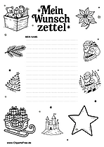 Weihnachts-Wunschliste zum Ausschneiden