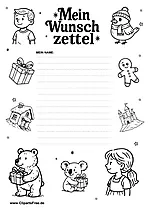 Weihnachts-Wunschzettel als PDF im Hochformat