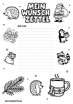 Weihnachts-Wunschzettel im Cartoon-Stil