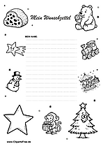 Weihnachts-Wunschzettel mit Punkten zum Drucken